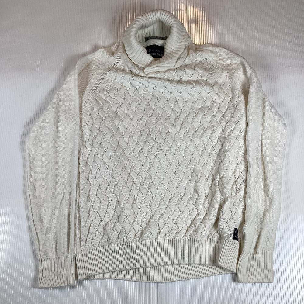 Angelo Litrico Mens Sweater Shirt Sz M Long Sleeve Pullover White Comfort